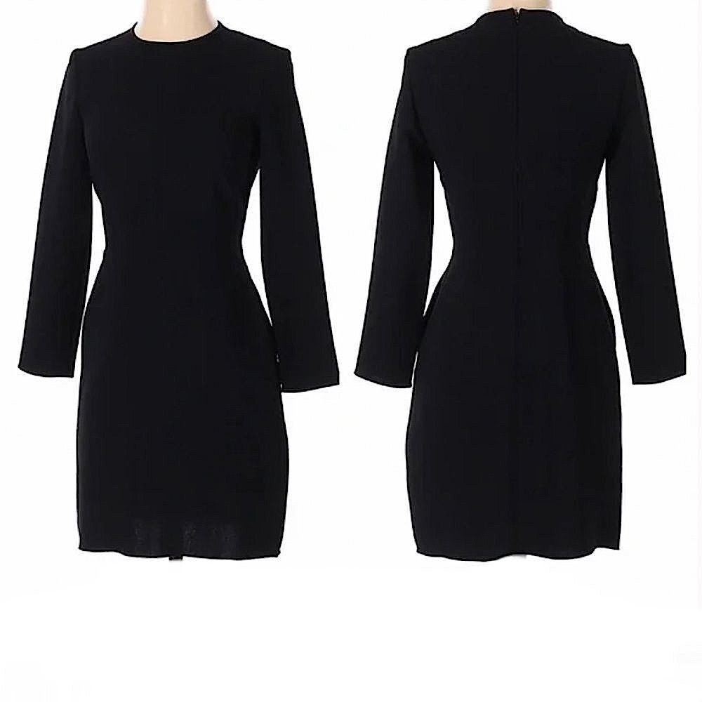 Aritzia Wilfred Vilard Sheath Dress 3/4 Sleeve Pockets Back Zipper Black Size 6 - Picture 4 of 9